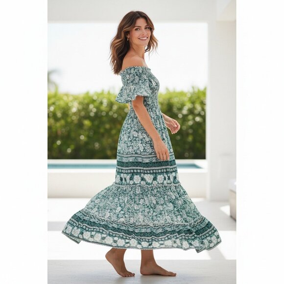 Dm Fashion Dresses & Skirts - DM Fashion Womens Midi Ruffled Dress Size XS Fairy Grunge BoHo